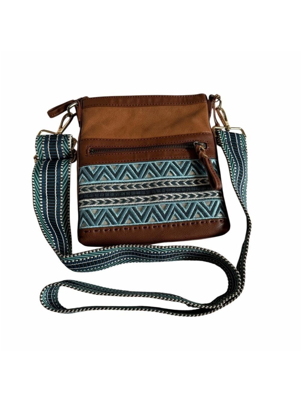 The Sak Pax Swing Pack Embroidered Brown Leather Crossbody Replacement Strap